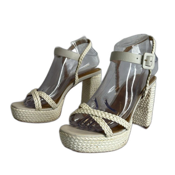 Raye ladies white rope platform heels with straps size 7.5 - Picture 2 of 12